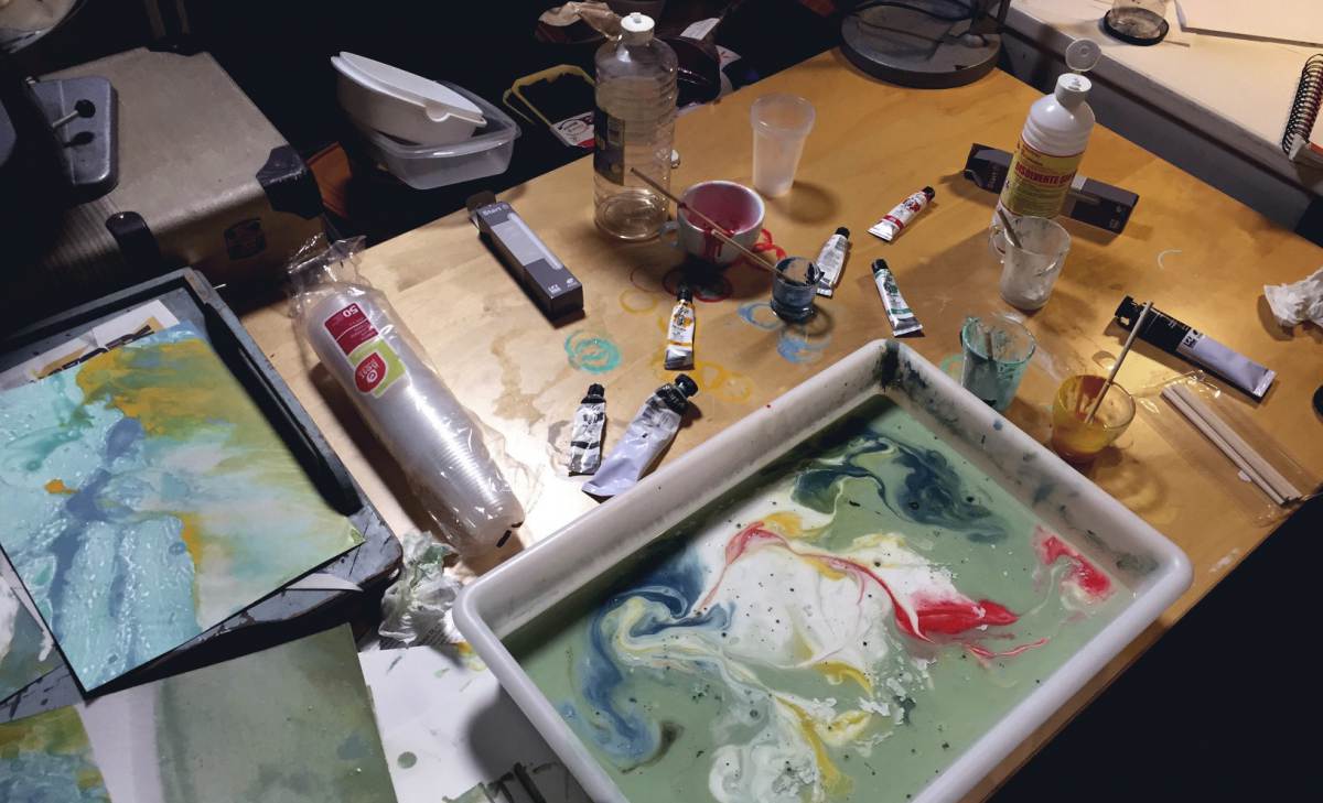 Marbling technique process